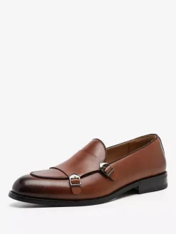 Buckle Round Toe PU Leather Monk Loafer Shoes For Men