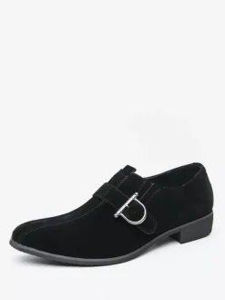 Buckle Round Toe PU Leather Mens Monk Loafer Shoes