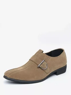 Buckle Round Toe PU Leather Mens Monk Loafer Shoes