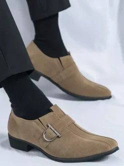 Buckle Round Toe PU Leather Mens Monk Loafer Shoes