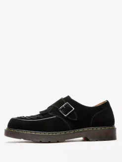 Buckle Round Toe Suede Leather Mens Monk Loafer Shoes