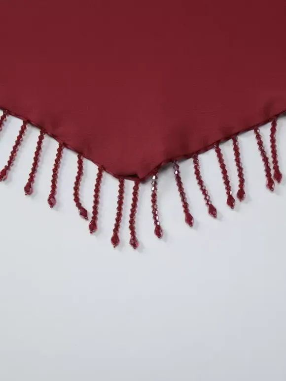 Burgundy Cami Top Straps Neck Fringe Open Shoulder Sexy Women Camis