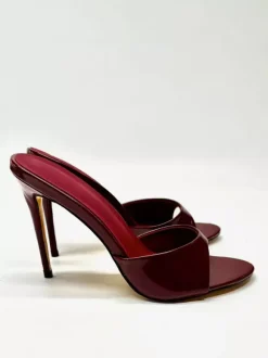 Burgundy High Heel Mules Women's Open Toe High Heel Sexy Sandals