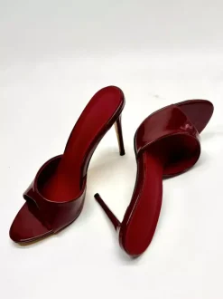 Burgundy High Heel Mules Women's Open Toe High Heel Sexy Sandals