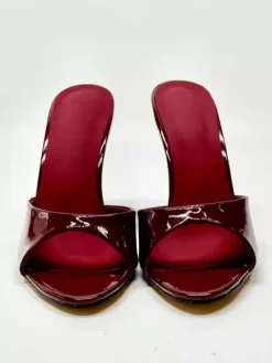 Burgundy High Heel Mules Women's Open Toe High Heel Sexy Sandals