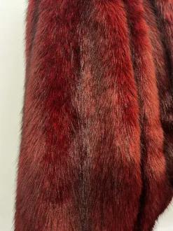 Burgundy Hooded Faux Fur Jacket For Women 2026