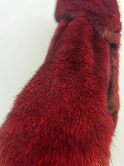 Burgundy Hooded Faux Fur Jacket For Women 2026