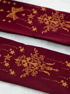 Burgundy Lolita Pantyhose Angel Cross Gilding Velvet Lolita Stocking