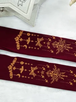 Burgundy Lolita Pantyhose Angel Cross Gilding Velvet Lolita Stocking