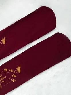 Burgundy Lolita Pantyhose Angel Cross Gilding Velvet Lolita Stocking