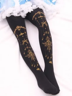 Burgundy Lolita Pantyhose Angel Cross Gilding Velvet Lolita Stocking