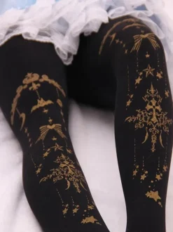 Burgundy Lolita Pantyhose Angel Cross Gilding Velvet Lolita Stocking