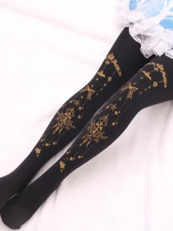 Burgundy Lolita Pantyhose Angel Cross Gilding Velvet Lolita Stocking