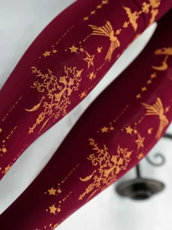 Burgundy Lolita Pantyhose Angel Cross Gilding Velvet Lolita Stocking