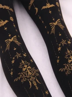 Burgundy Lolita Pantyhose Angel Cross Gilding Velvet Lolita Stocking