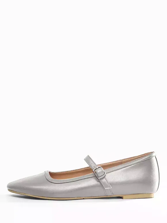 Burgundy Mary Jane Flats Square Toe Buckle Detail Vintage Ballerina Flats