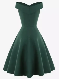 Burgundy Off Shoulder A Line Midi Dress For Women Elegant Formal