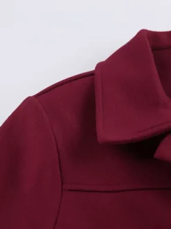 Burgundy Red Women's Cropped Jacket - Chic Turn Down Collar Zip Up Elastic Hem - Spring Casual Streetwear 2026