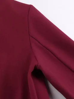 Burgundy Red Women's Cropped Jacket - Chic Turn Down Collar Zip Up Elastic Hem - Spring Casual Streetwear 2026