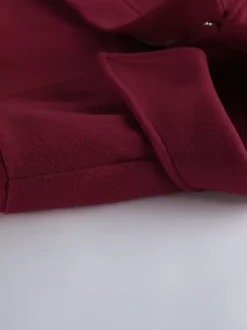 Burgundy Red Women's Cropped Jacket - Chic Turn Down Collar Zip Up Elastic Hem - Spring Casual Streetwear 2026