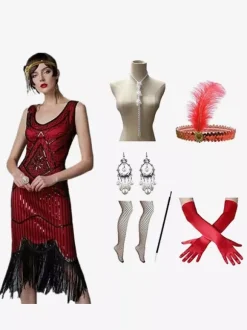 Burgundy Retro Costumes Sequins Polyester Accessory Women's Retro Set Marie Antoinette Costume 18th Century Costume