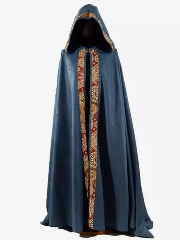 Burgundy Vintage Retro Men's Long Cloak Medieval Church Clergy Loose Dress Cloak
