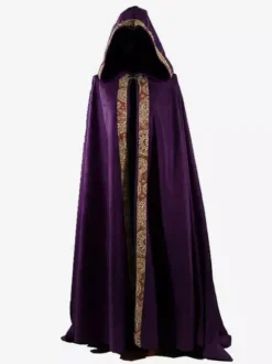 Burgundy Vintage Retro Men's Long Cloak Medieval Church Clergy Loose Dress Cloak