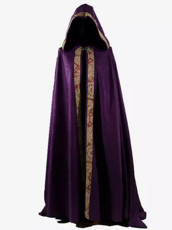 Burgundy Vintage Retro Men's Long Cloak Medieval Church Clergy Loose Dress Cloak