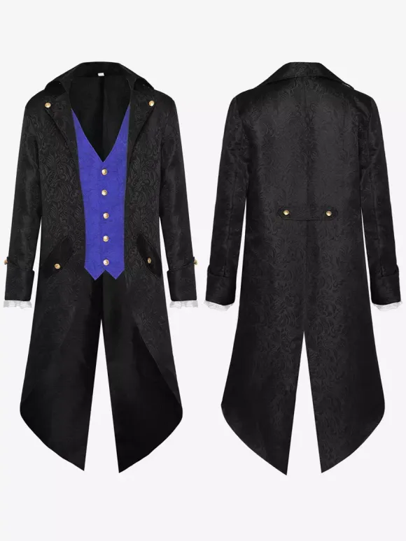 Burgundy Vintage Western Polyester Jacquard Long Sleeves Retro Costumes For Man