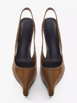 Burgundy Wedge Pumps Pointed Toe Slingback Wedges For Women