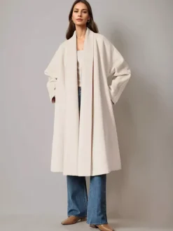 Burgundy Wool Cashmere Blend Wrap Coat For Woman Lapel Elegant Belted Double-Faced Winter Outerwear 2026