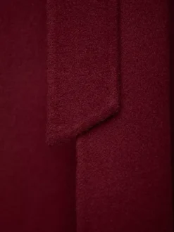 Burgundy Wool Cashmere Blend Wrap Coat For Woman Lapel Elegant Belted Double-Faced Winter Outerwear 2026