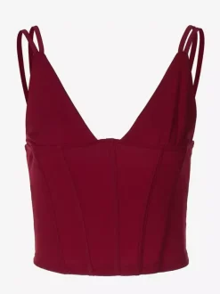 Burgundy Cami Top Straps Neck Chic Women Camis