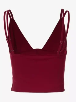 Burgundy Cami Top Straps Neck Chic Women Camis