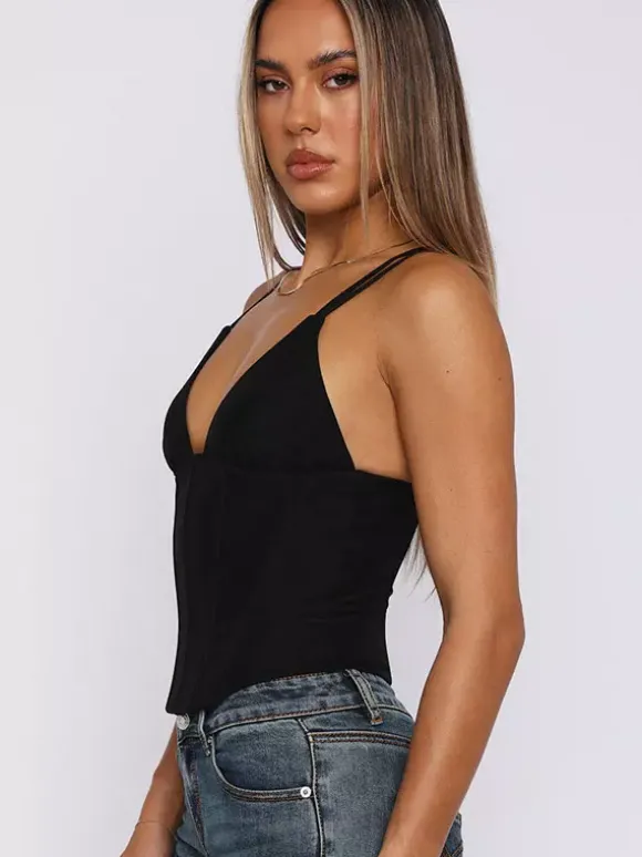 Burgundy Cami Top Straps Neck Chic Women Camis
