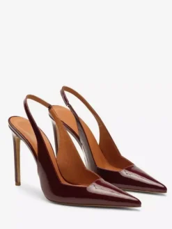 Burgundy High Heels Pointed Toe Slingback Pumps For Women 2026