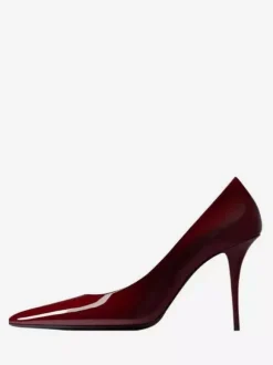 Burgundy High Heels Pointed Toe Slip On Dress Shoes