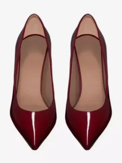 Burgundy High Heels Pointed Toe Slip On Dress Shoes