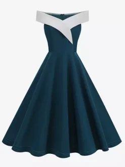 Burgundy Off Shoulder A Line Midi Dress For Women Elegant Formal