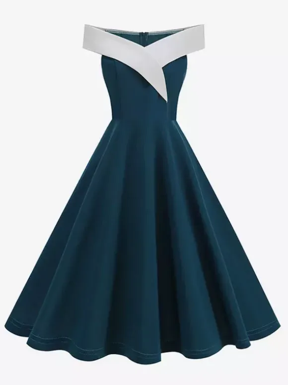 Burgundy Off Shoulder A Line Midi Dress For Women Elegant Formal
