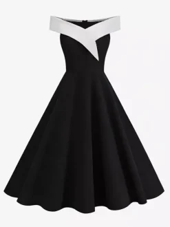 Burgundy Off Shoulder A Line Midi Dress For Women Elegant Formal