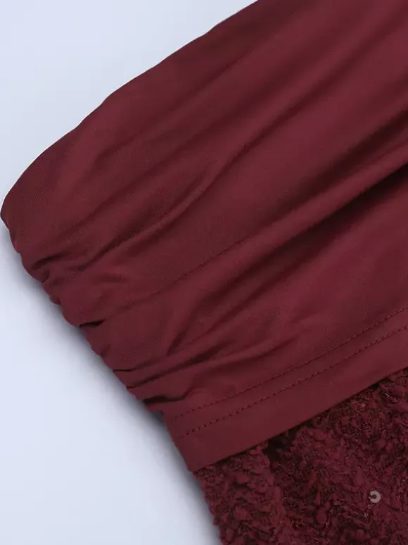 Burgundy One Shoulder Women's Maxi Gown - Elegant Ruched Bodycon Long Dress - Old Money Aesthetic Evening Party Wear 2026