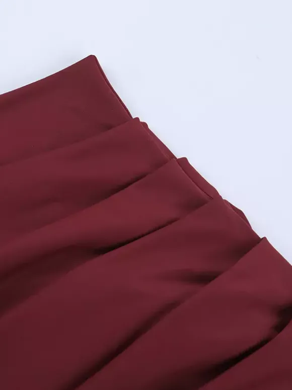 Burgundy One Shoulder Women's Maxi Gown - Elegant Ruched Bodycon Long Dress - Old Money Aesthetic Evening Party Wear 2026