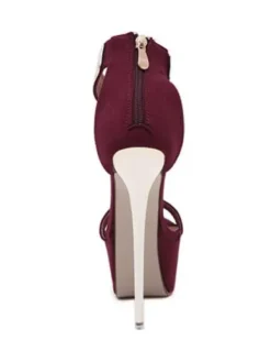 Burgundy Sexy Sandals 2026 Women High Heel Sandals Platform Metal Details Ankle Strap Sandal Shoes