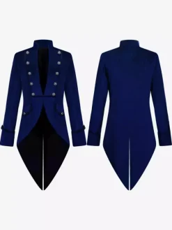 Burgundy Vintage Top Retro Buttons Overcoat Retro Costumes For Man