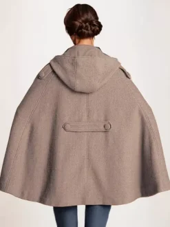 Camel Hooded Woolen Cape Coat For Women Oversized Poncho Winter Outerwear 2026