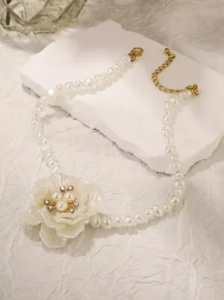 Camellia And Pearl Choker Necklace For Women 2026