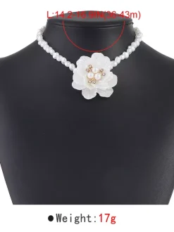 Camellia And Pearl Choker Necklace For Women 2026