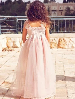 Cameo Brown Flower Girl Dresses Jewel Neck Sleeveless Ankle-Length A-Line Lace Formal Kids Pageant Dresses