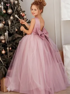 Cameo Pink Flower Girl Dress Beaded Jewel Neck Sleeveless Girls Party Dresses